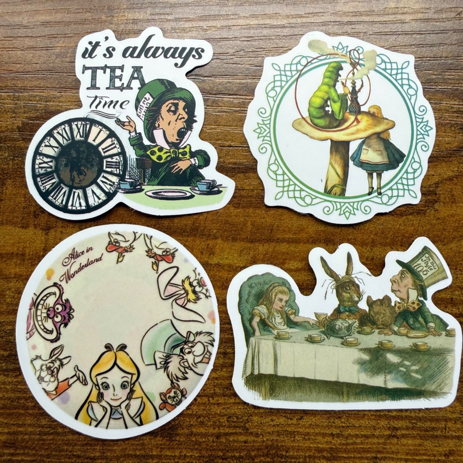 4 Stickers Disney Alice in Wonderland Vinyl Decal Laptop Phone Skateboard Bottle
