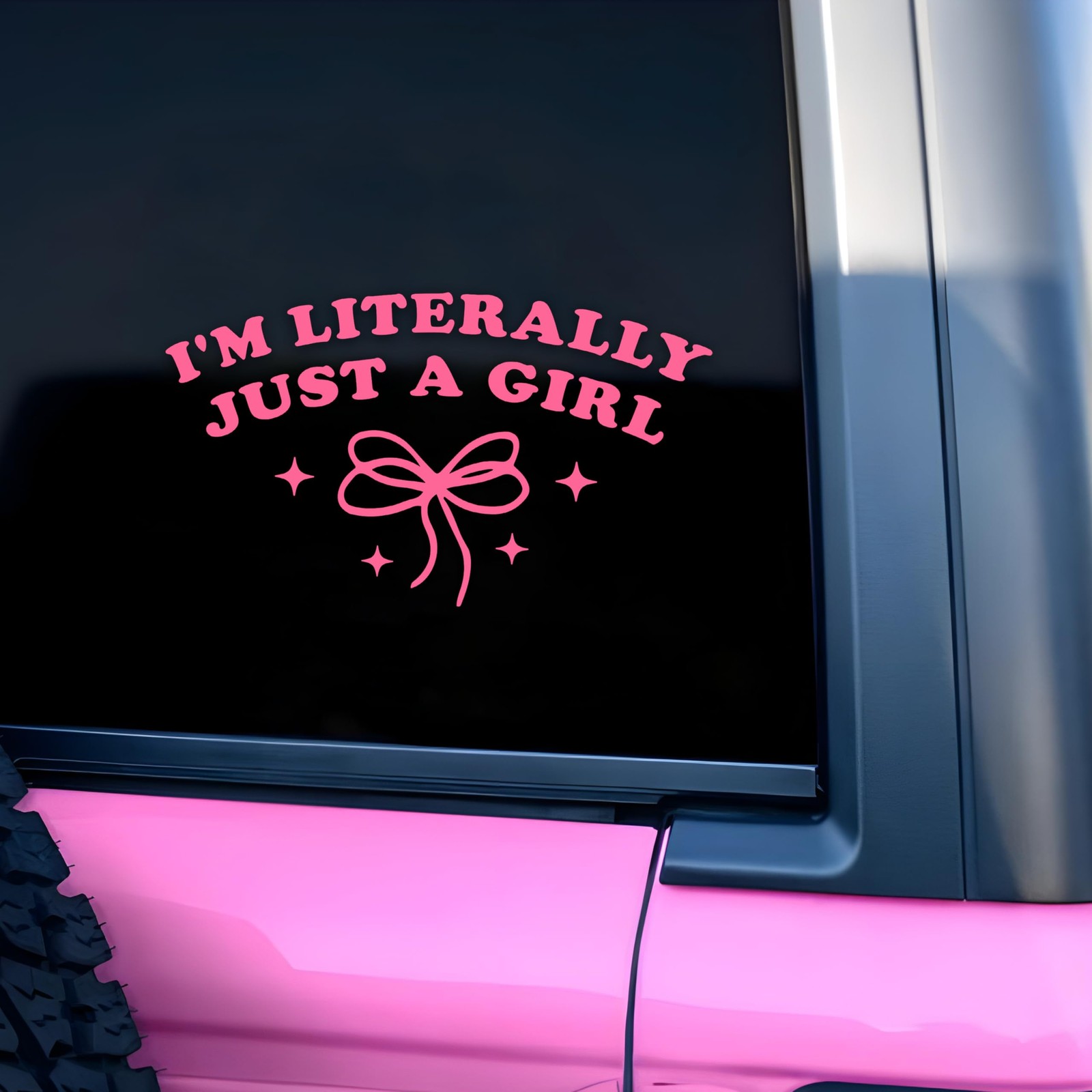 I'm Literally Just a Girl Car Vinyl Decal Pink Bow Funny Waterproof 8 Inch