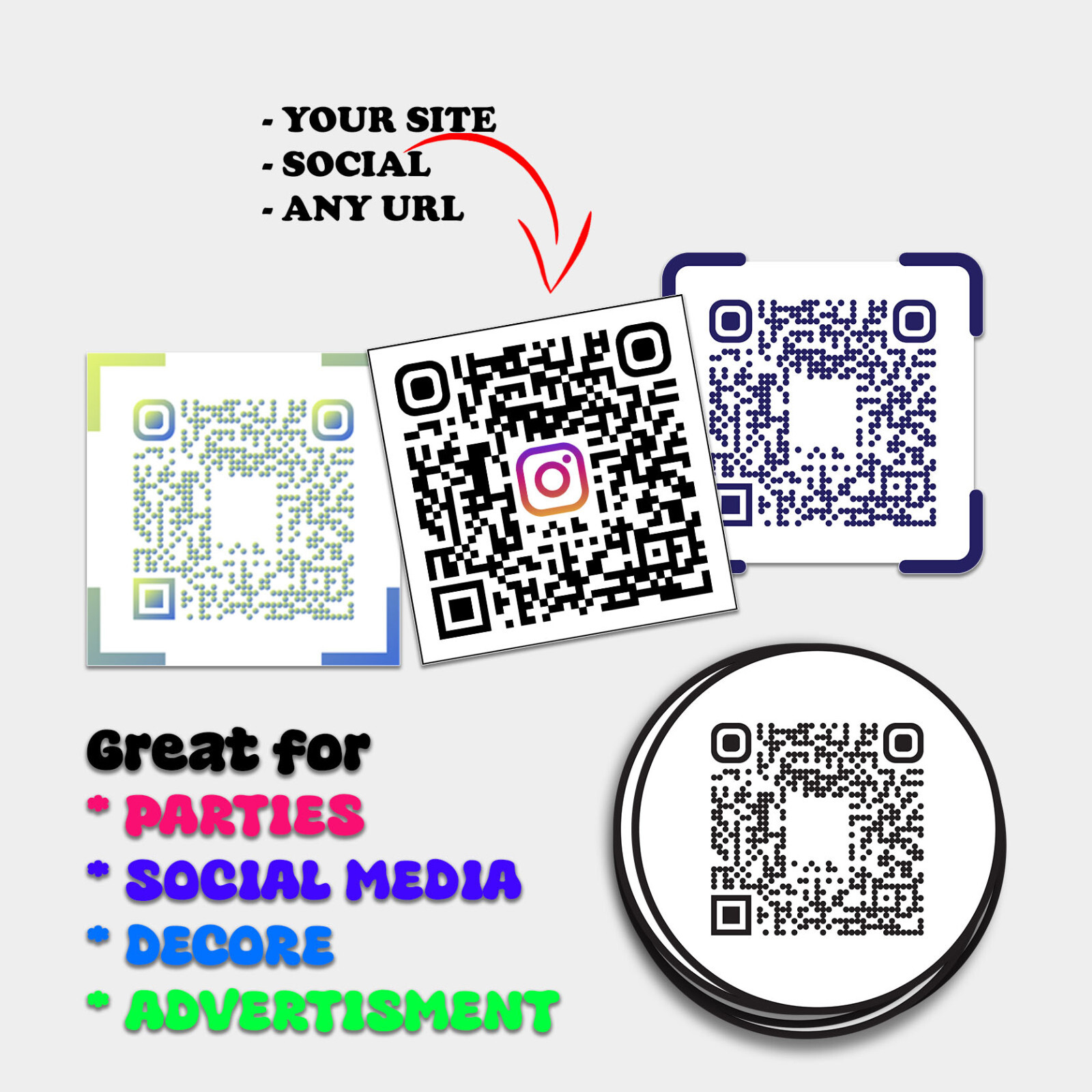 CUSTOM QR Code Stickers Matte Waterproof labels for packaging