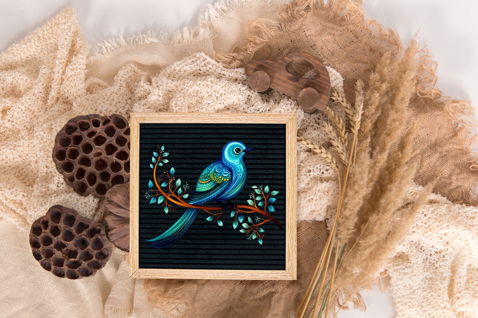 Blue Doodle Bird UV DTF Transparent Sticker / Decal