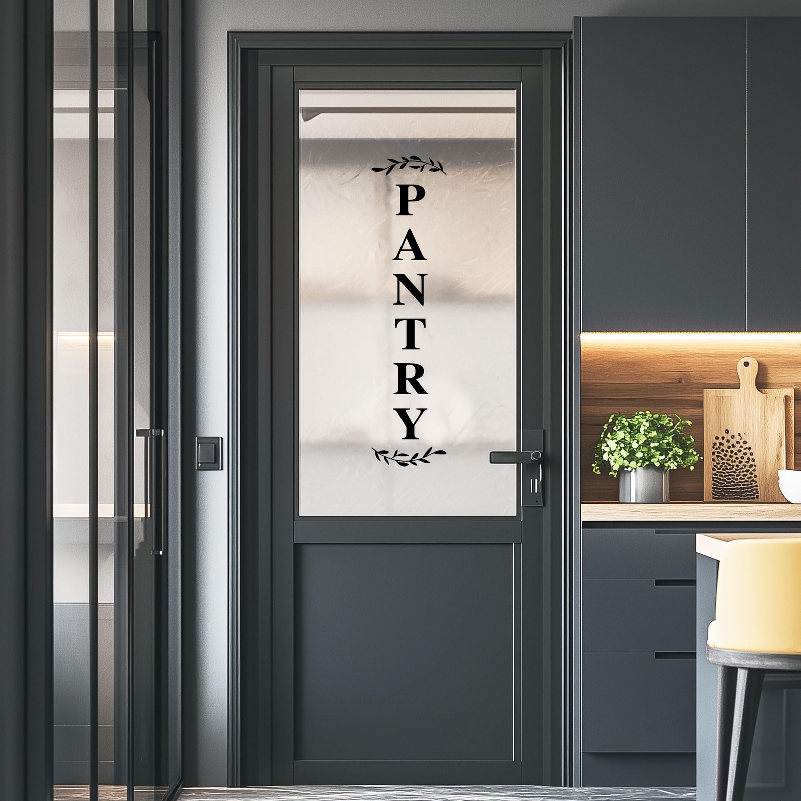 Pantry Door Decal – Black Vinyl Kitchen Sticker – 27.5 x 6.6 in,
