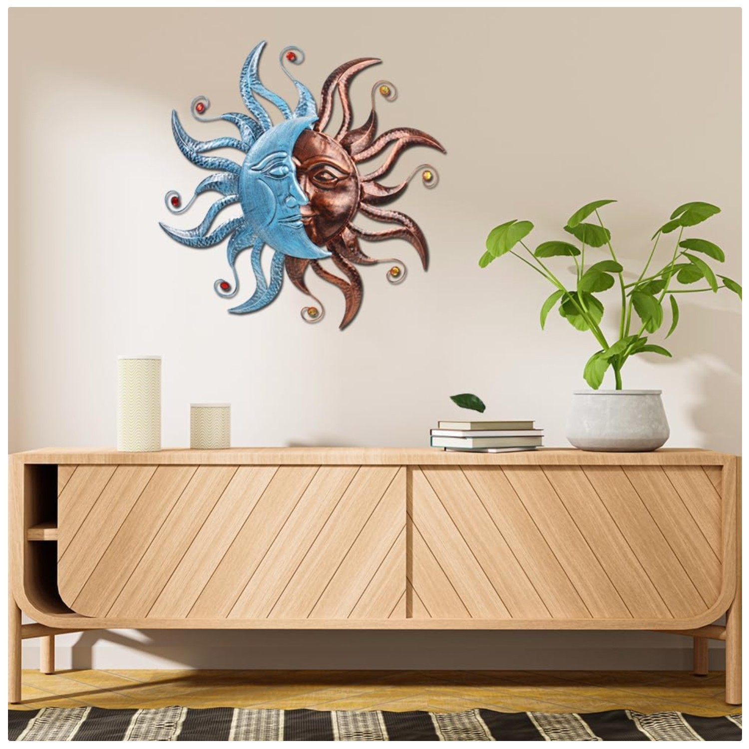 Sun and Moon Metal Wall Decor, 28" Large – Indoor Outdoor
