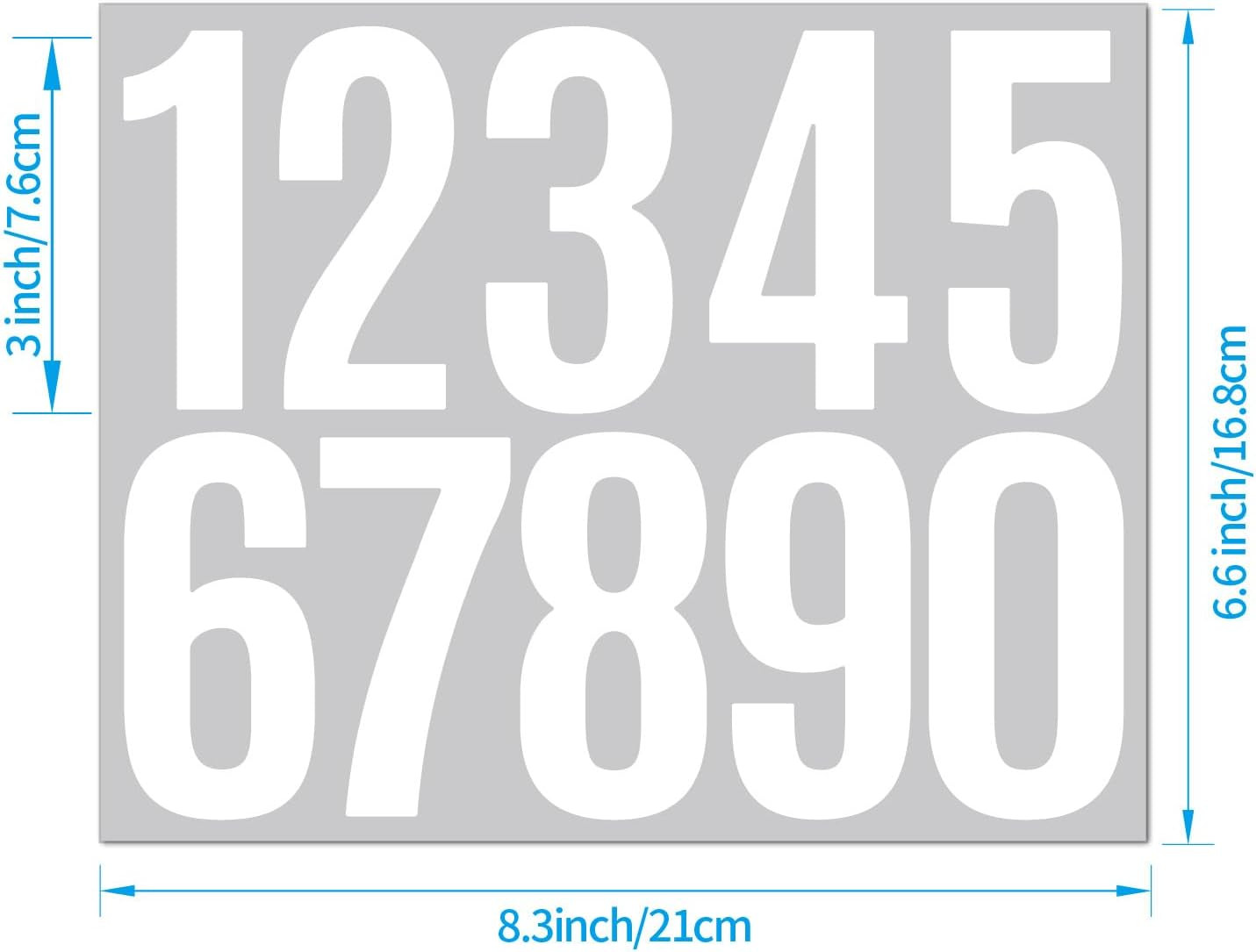 10 Sheets Mailbox Number Stickers 3 Inch – Self-Adhesive Vinyl Numbers 0-9 for M