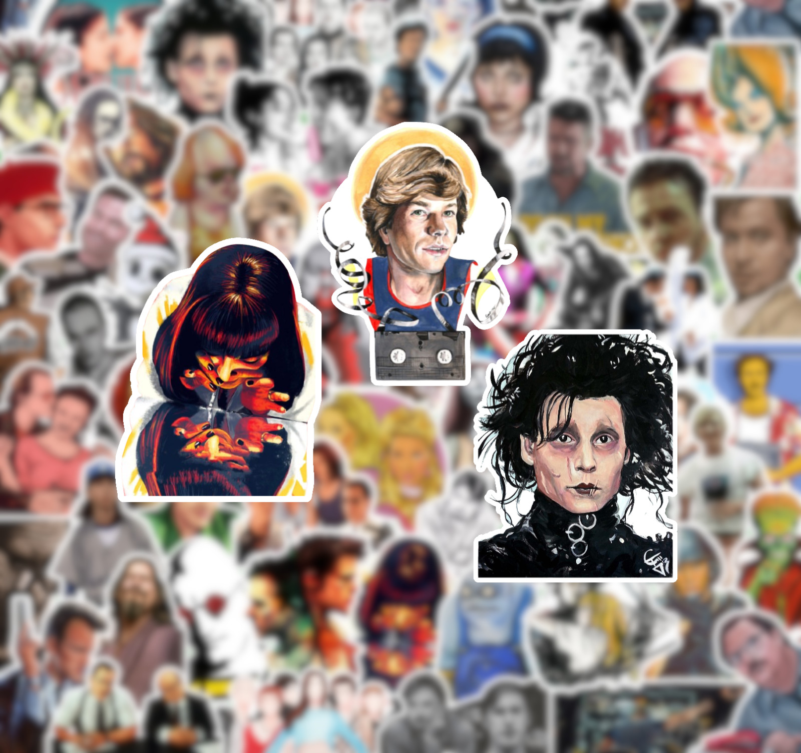 25/50 90's Cult Classic Movies Sticker Pack -Waterproof Matte Vinyl -Fight Club