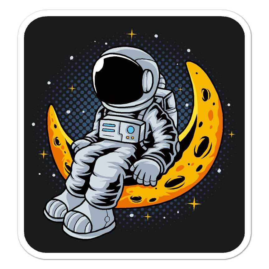 Astronaut Moon Space, Vinyl Decal Sticker, Indoor Outdoor, 3 Sizes, #7877