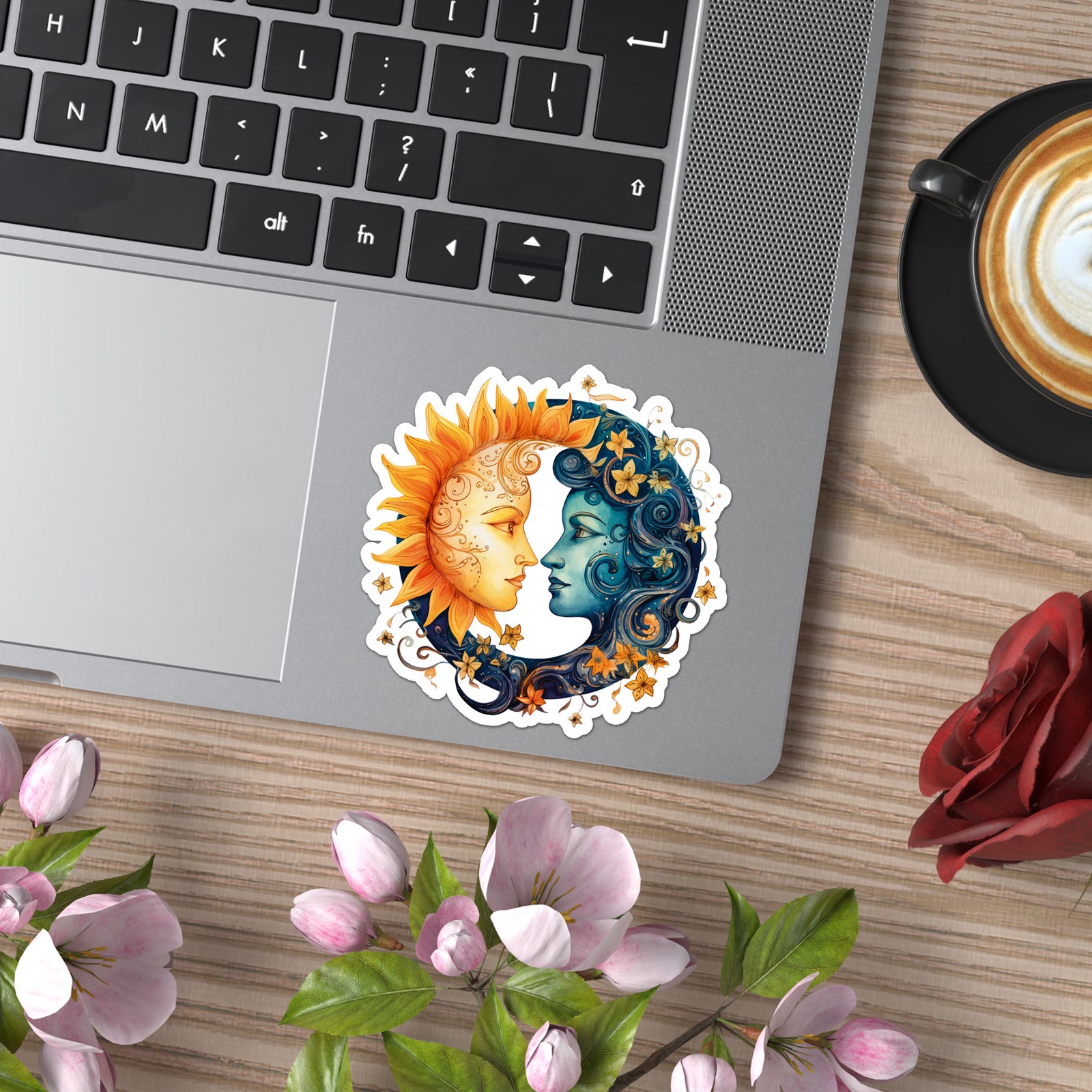 Sun Moon Flowers – Vinyl Decal Sticker – Car Window Laptop – ebn11966