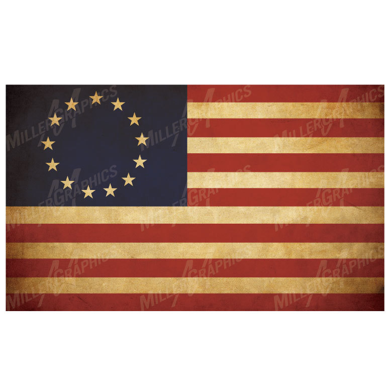 Vintage 13 Star American Flag Distressed Vinyl Wall Decal Sticker Graphic Mural
