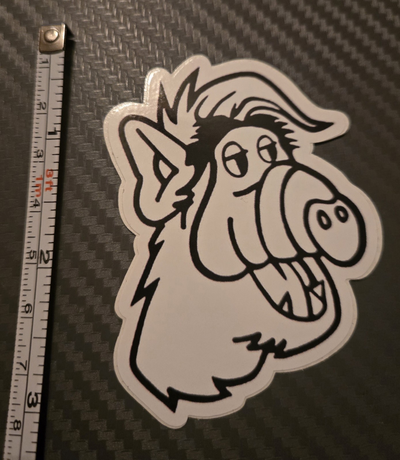 Alf 3 Inch Black And White Sticker Car Laptop Vinyl Ipad