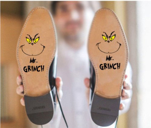 Mr & Mrs Grinch Couples Wedding Shoe Sticker Decal Holiday Wedding Decor – 137