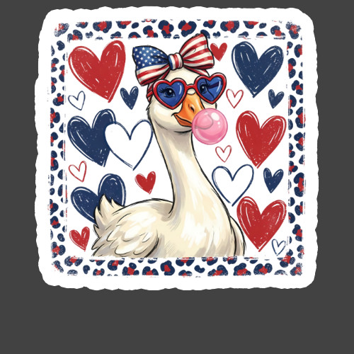 Goose Sticker Vinyl Decal Patriotic Hearts Bubblegum Farm Bird