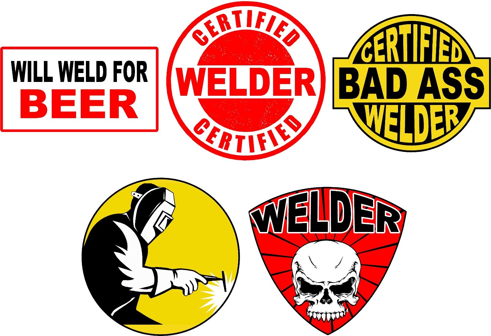 Lot of (5) Welder Helmet Stickers decal Art Wall Vinyl Sticker Decals Decor
