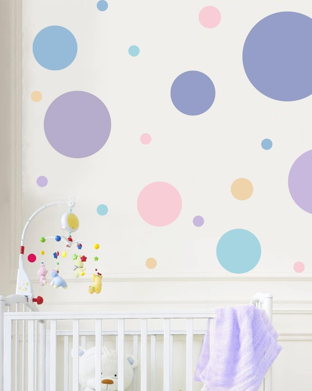 Multicolor Dots Wall Stickers Peel and Stick Vinyl Big Circle Wall Decals for Ne