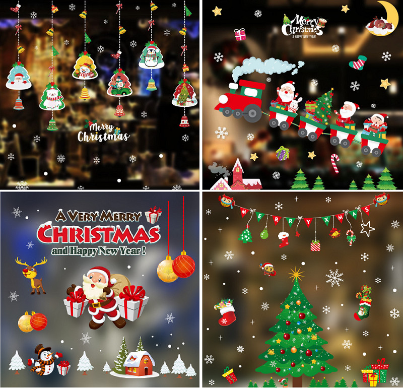 1/3x Removable Christmas Window Clings Decals Snowflake Santa Claus Showcase DIY