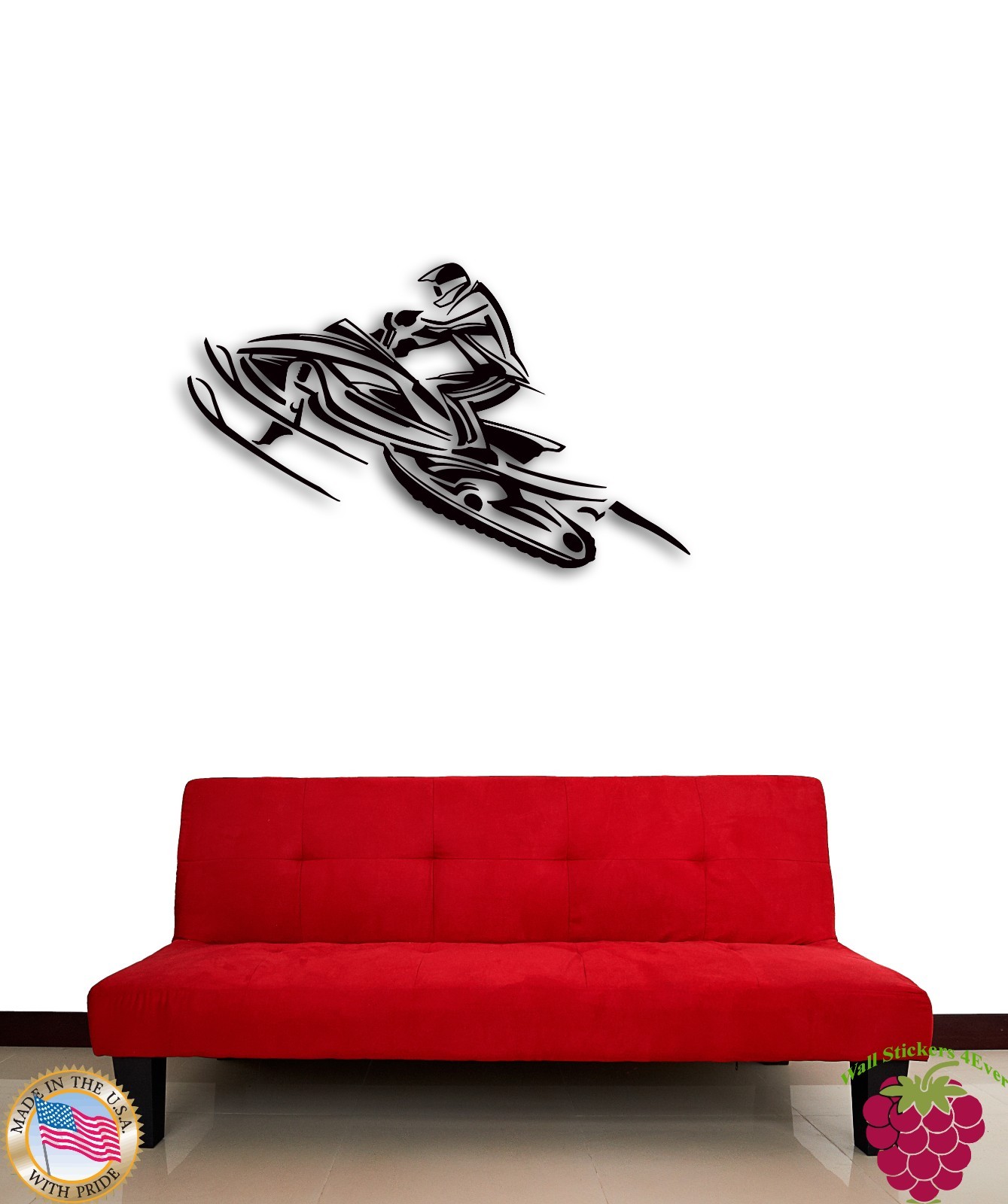 Wall Sticker Snowmobile Winter Extreme Sport Decor for Living Room (z1378)