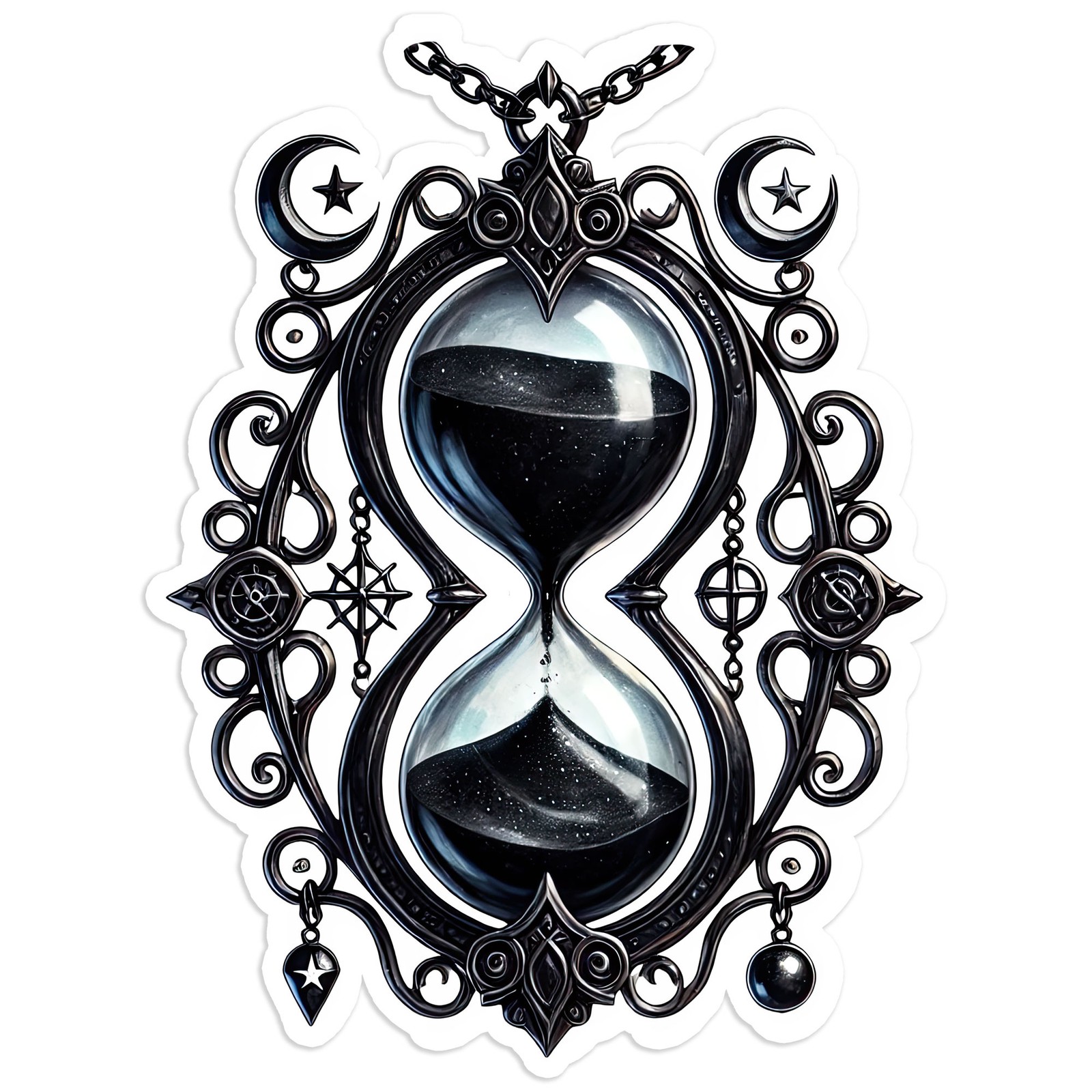 Black Hour Glass Ornament – Vinyl Decal Sticker – Car Window Laptop – #1468