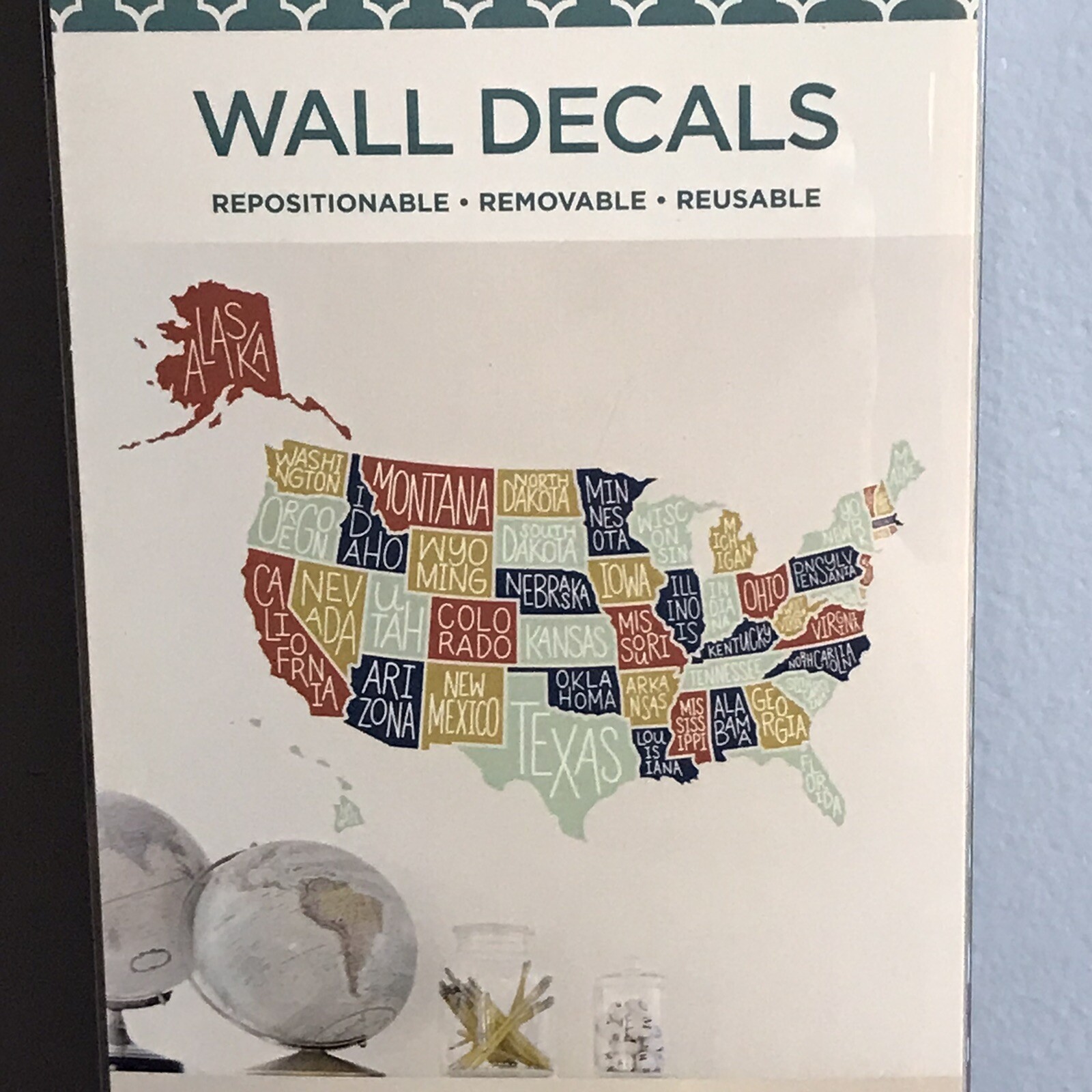 DCWV USA United States of America Map Wall Decal School Home NIP