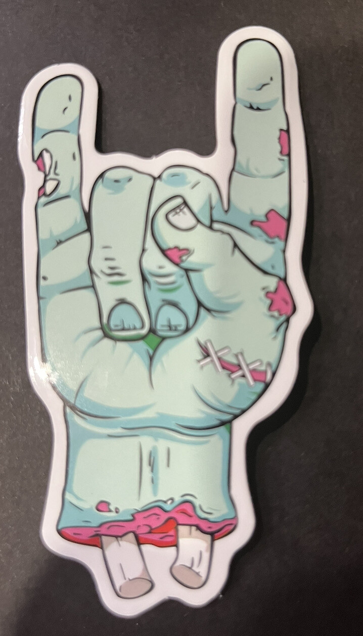 Zombie Hand Blue Rock On Symbol – New Vinyl Decal Graffiti Skater Zombies Z