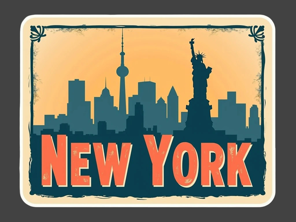 New York Sticker Vinyl Decal Skyline Statue of Liberty Cityscape Urban Travel