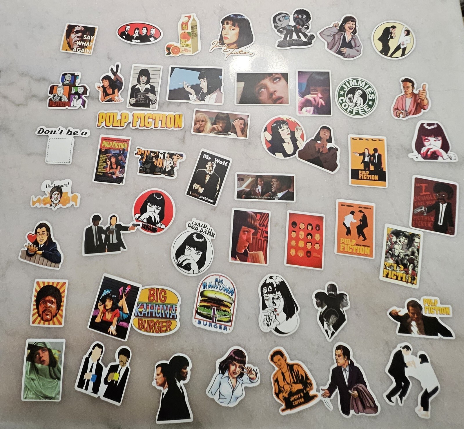 Lot Of 50 Collection Pulp Fiction 4" Tall Vinyl Decal Sticker BOGO