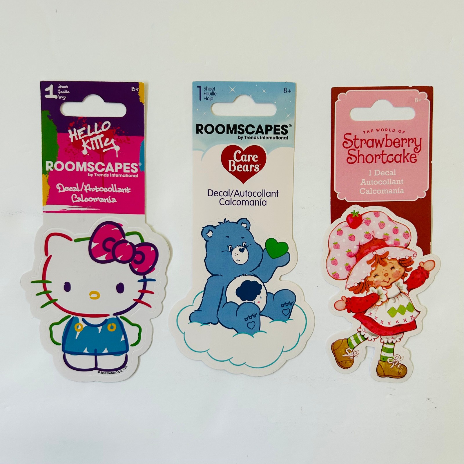 3 ROOMSCAPES DECALS Care Bears | Hello Kitty | Strawberry Shortcake NEW