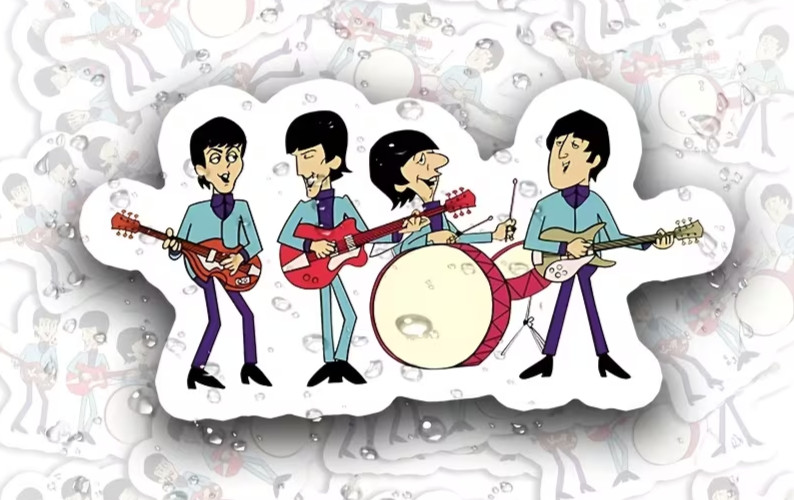 Beatles Band Vinyl Sticker – Self-Adhesive & Waterproof Cartoon-Style Design