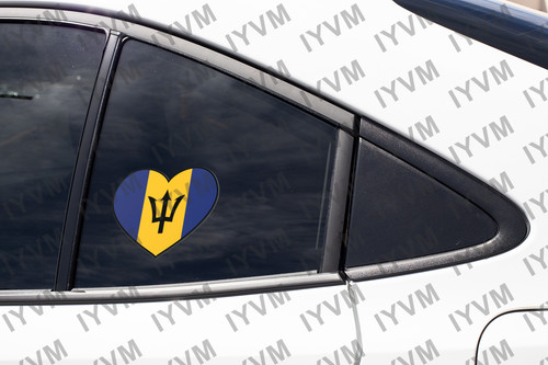 Barbados Flag Heart Sticker Decal