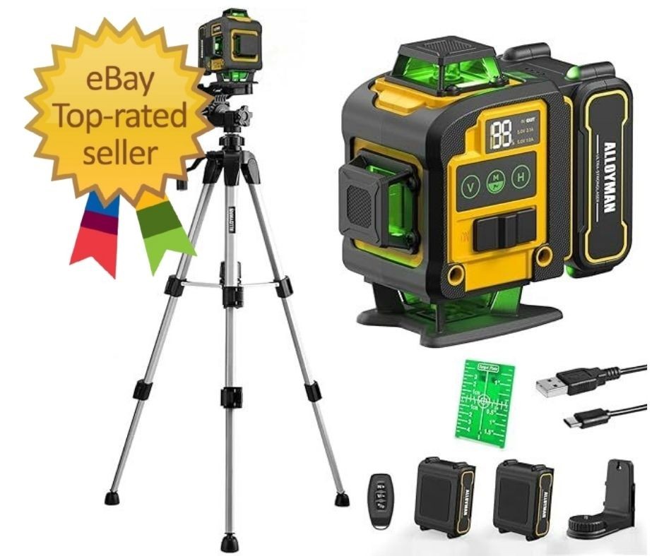 Laser Level with Tripod, 4×360° Self Leveling Laser Level, Green Line Laser 4…