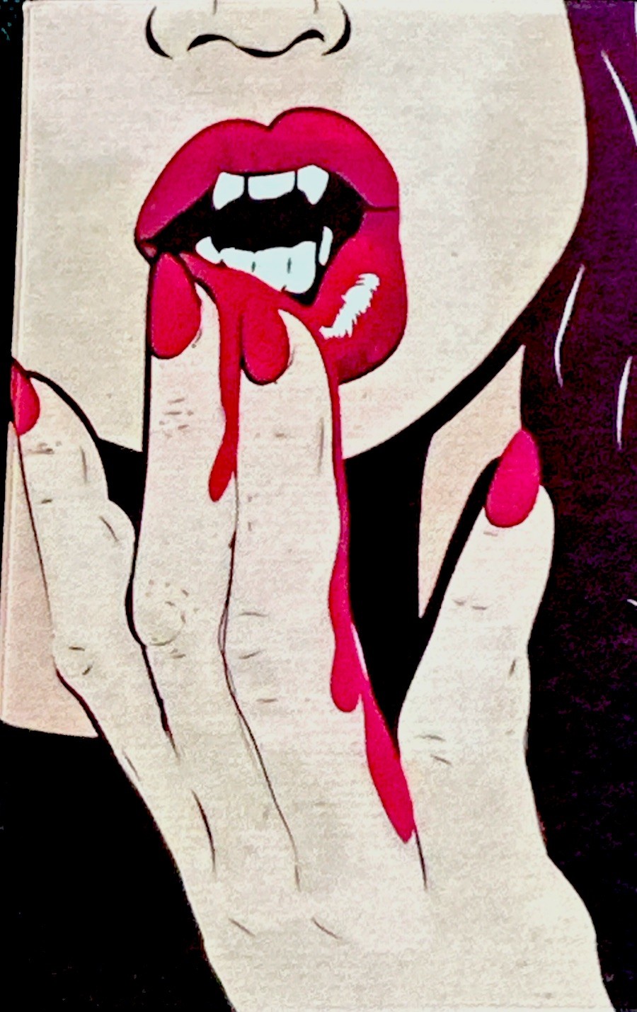 SEXY GIRL STICKER✨🫦💄🫦✨2 1/2” X 1 1/2”✨GLOSSY✨VAMPIRE✨LIPS✨NAILS✨HOT✨❤️‍🔥🔥✨