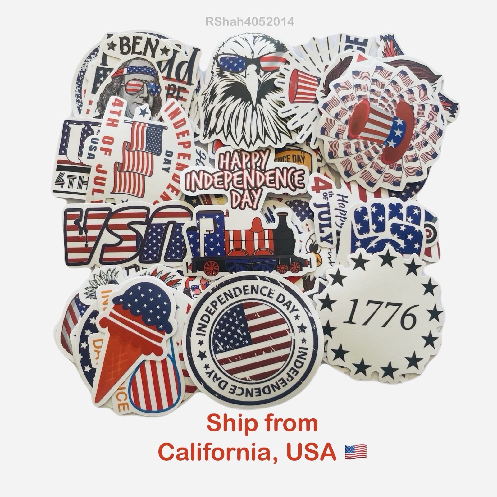 10 Matte Stickers- 1”-2.5”inch USA American Independence Celebration Freedom