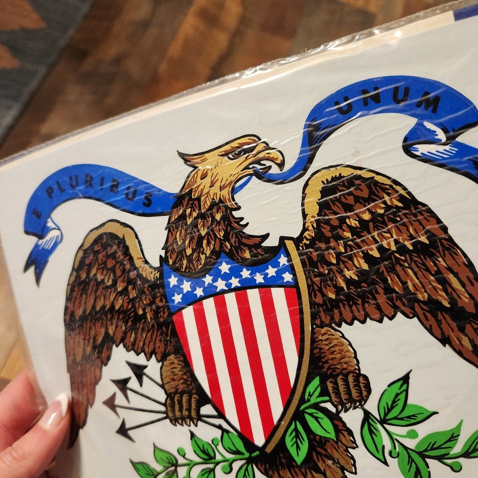 New Vintage 1978 Decorcal American Eagle Hand Painted Decal USA Armed Forces
