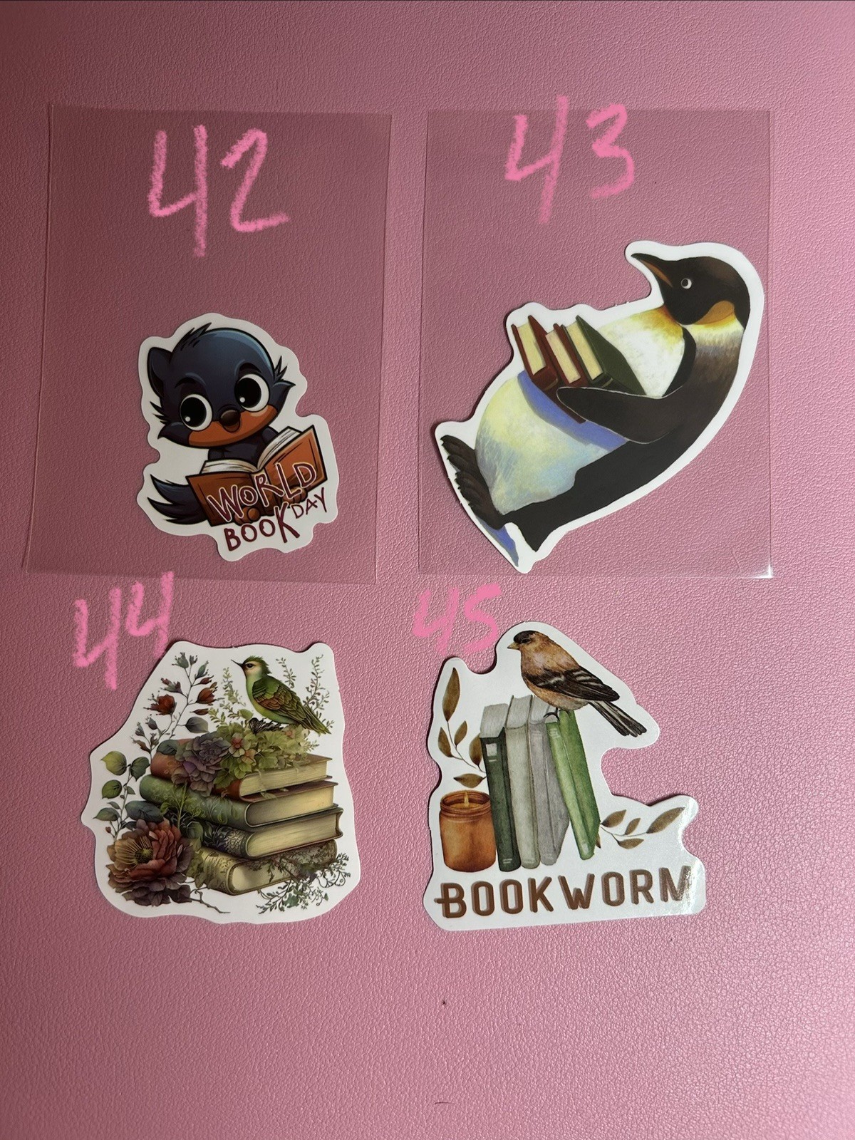 Animals Reading Books Stickers – Book Worms , Dogs , Penguins , Birds , Owls