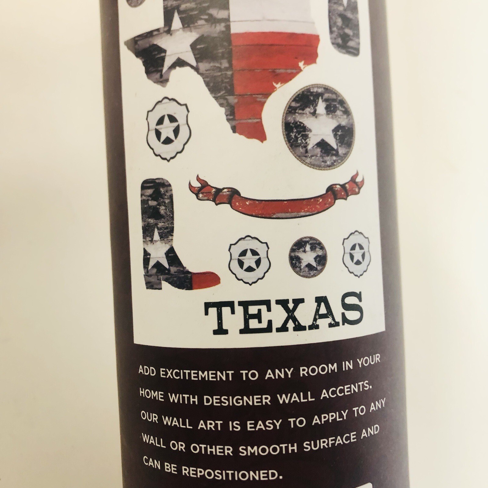 DCWV Decal Wall Art Sticker Rustic Texas With State Map, Boots, Stars, 27×19”