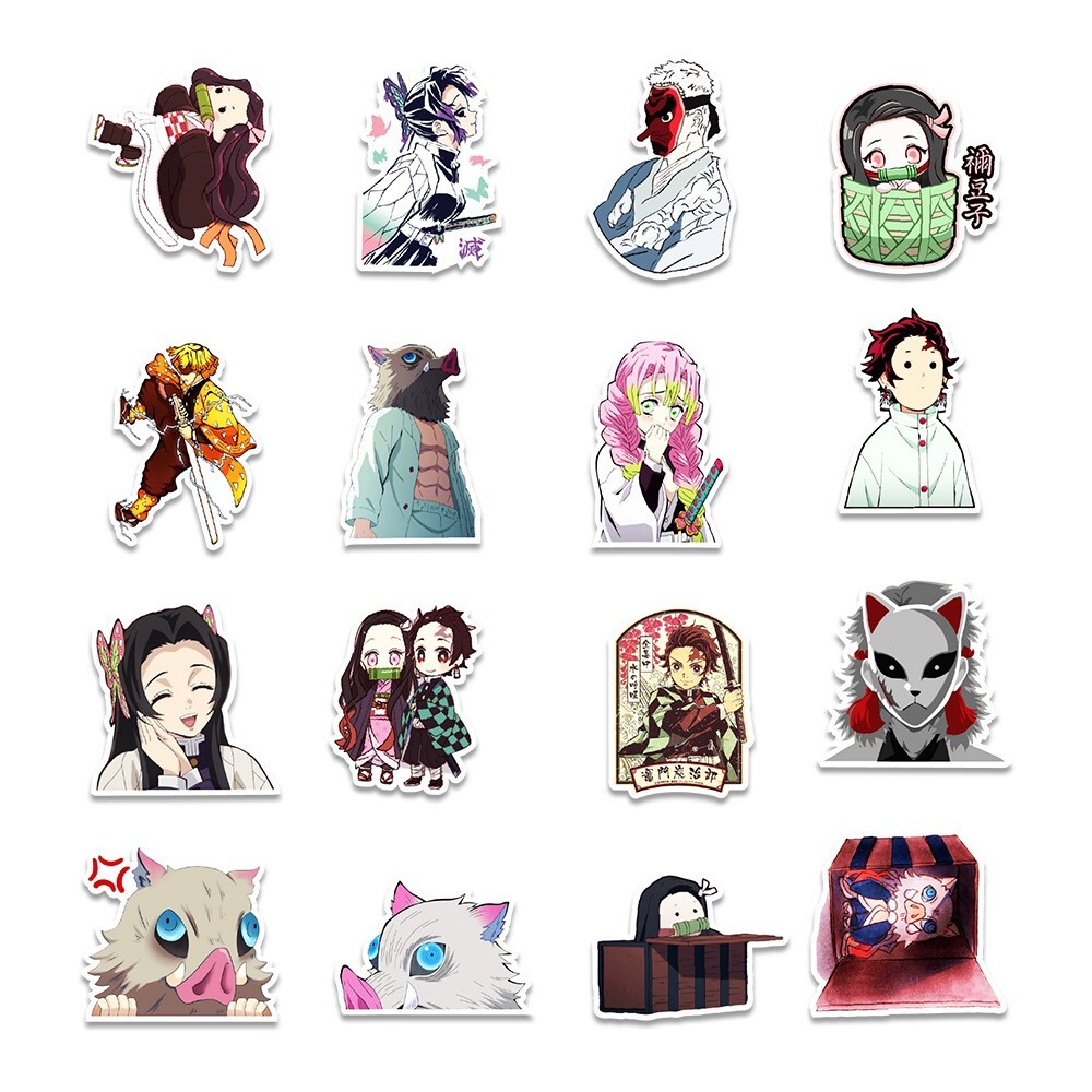 50 Pcs Stickers Demon Slayer Anime Skateboard Luggage Phone Laptop Car Vinyl