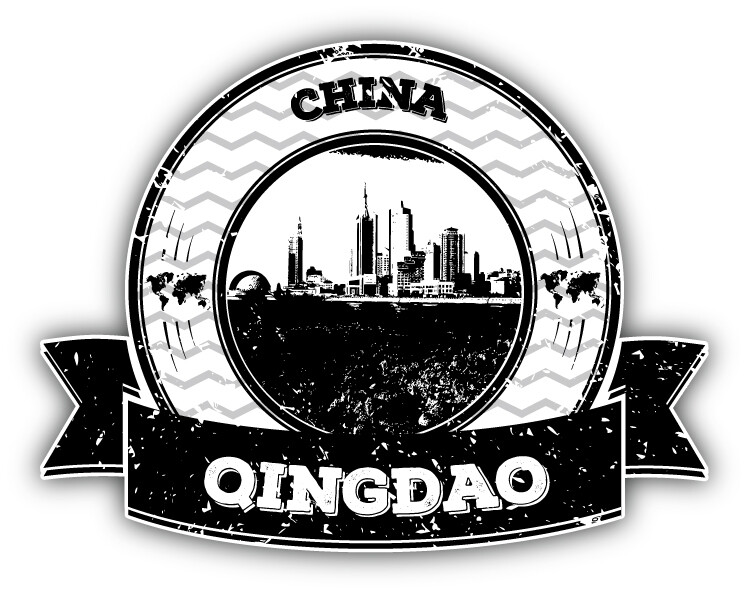Qingdao China Grunge Rubber Stamp Travel Car Bumper Sticker Decal