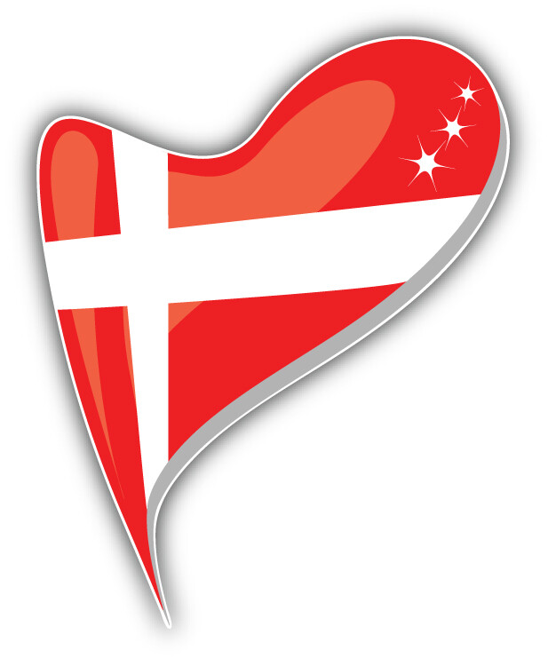 Denmark Flag Glossy Art Heart Car Bumper Sticker Decal