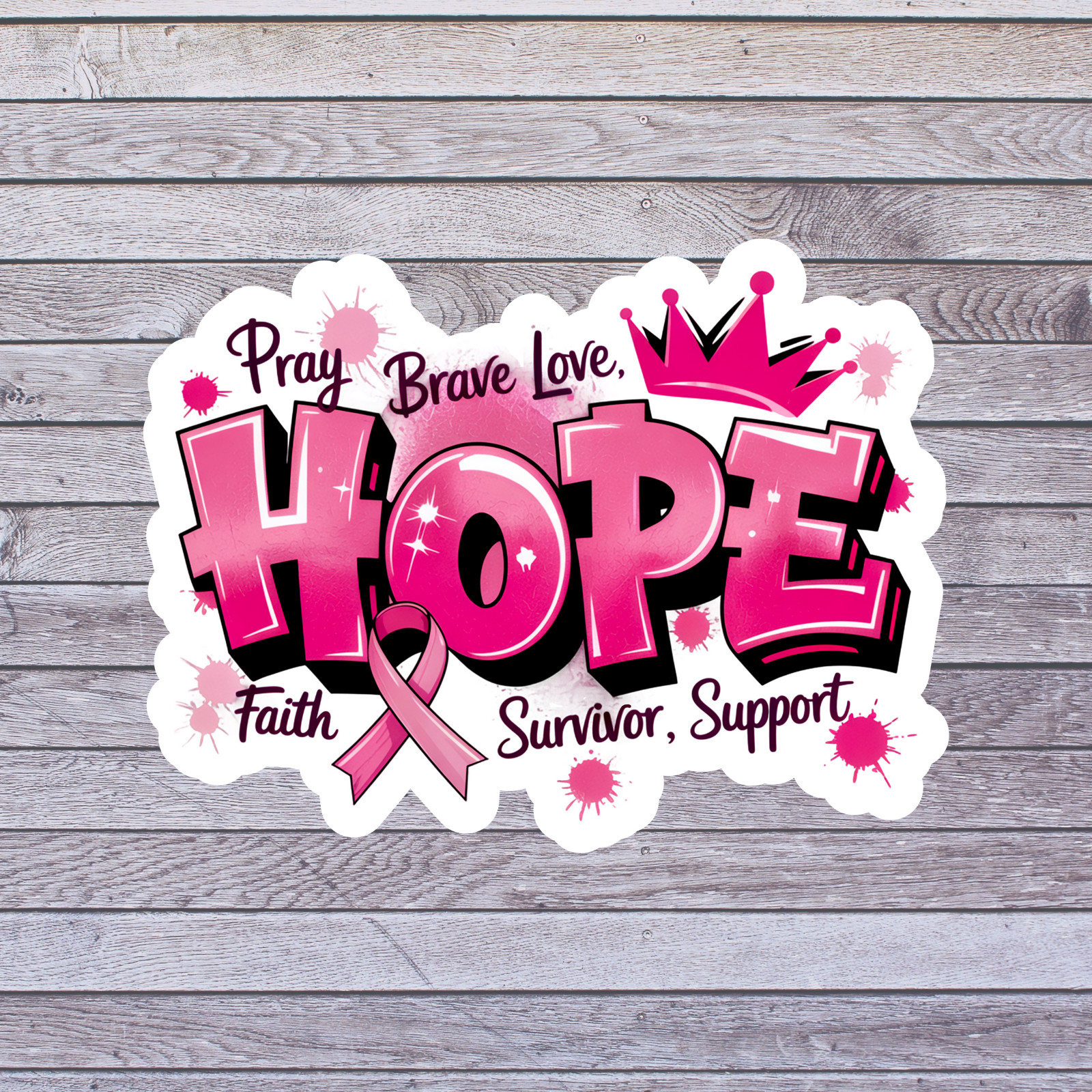 Cancer sticker vinyl decal awareness support breast cancer hope pray love ribbon