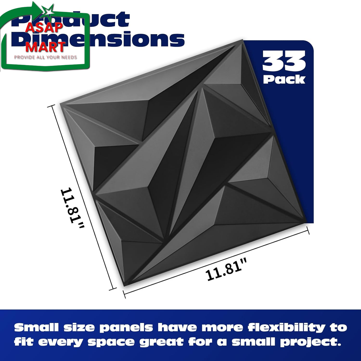 Art3Dwallpanels 33 Pack 3D Wall Panel Diamond for Interior Wall Décor, PVC Flowe