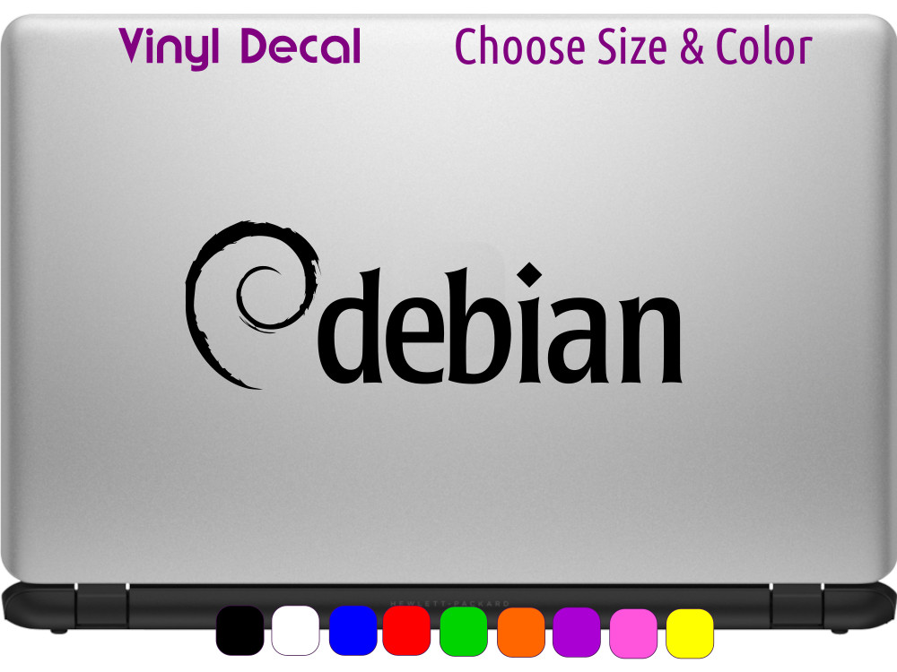 DEBIAN Linux wide logo Vinyl Decal Laptop Car Window Sticker CHOOSE SIZE COLOR