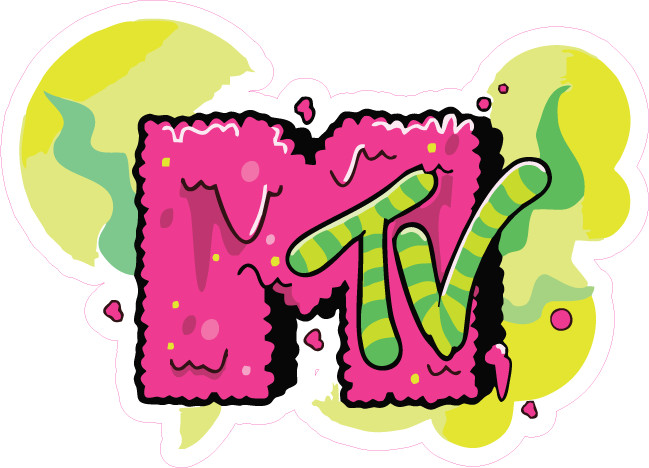 MTV Logo Printed Vinyl Sticker, Waterproof, UV-Resistant, Multiple Sizes Availab