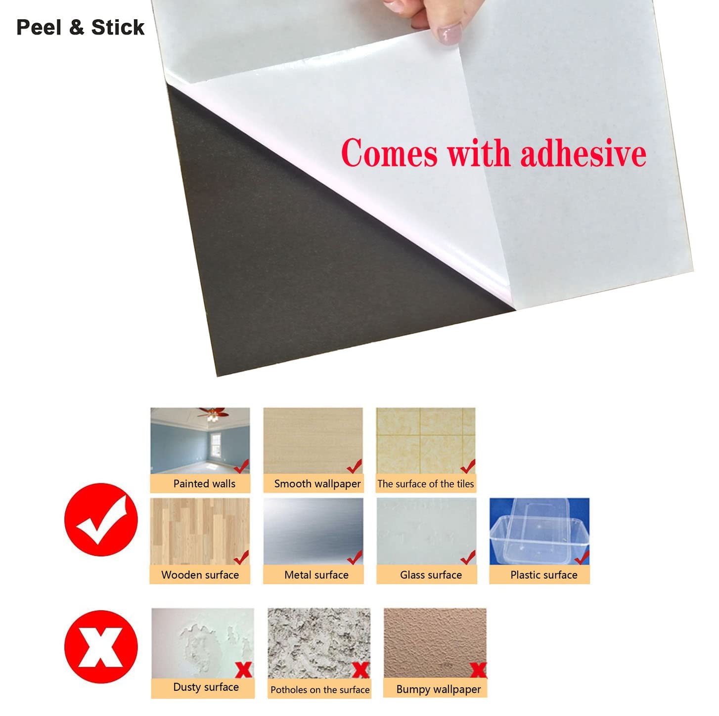 10 Sheets Self-Adhesive Aluminum Mosaic Peel and Stick Metal Tiles 3D Wall St…