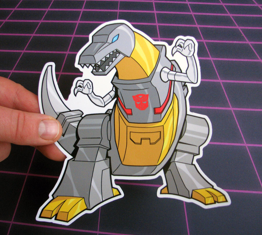 Grimlock Vinyl Sticker 80s G1 Dinobot Decal Skateboard Car Laptop Waterbottle