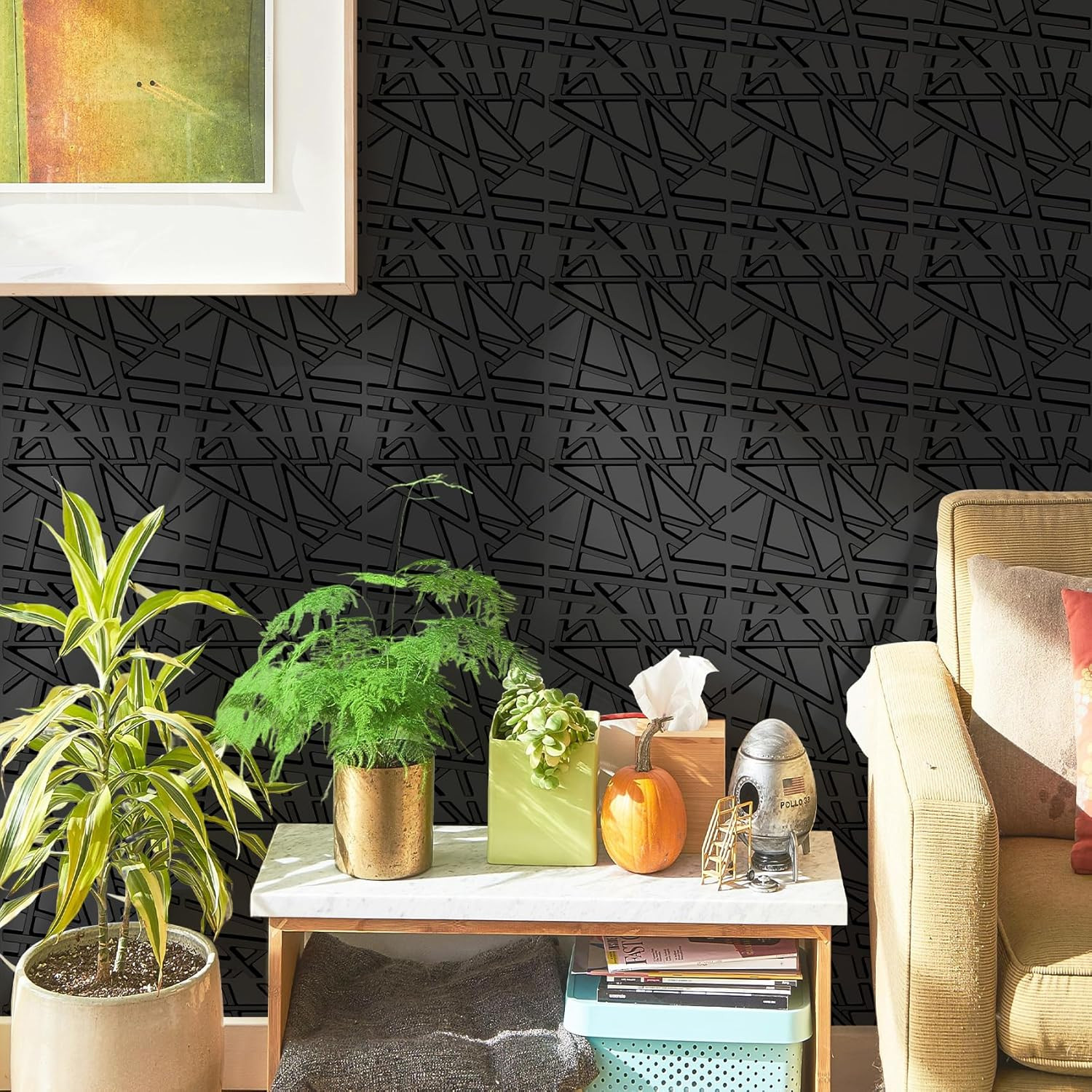 33 Pack 3D Wall Panels for Interior Wall Decor, 12"X12" Black Accent Textured