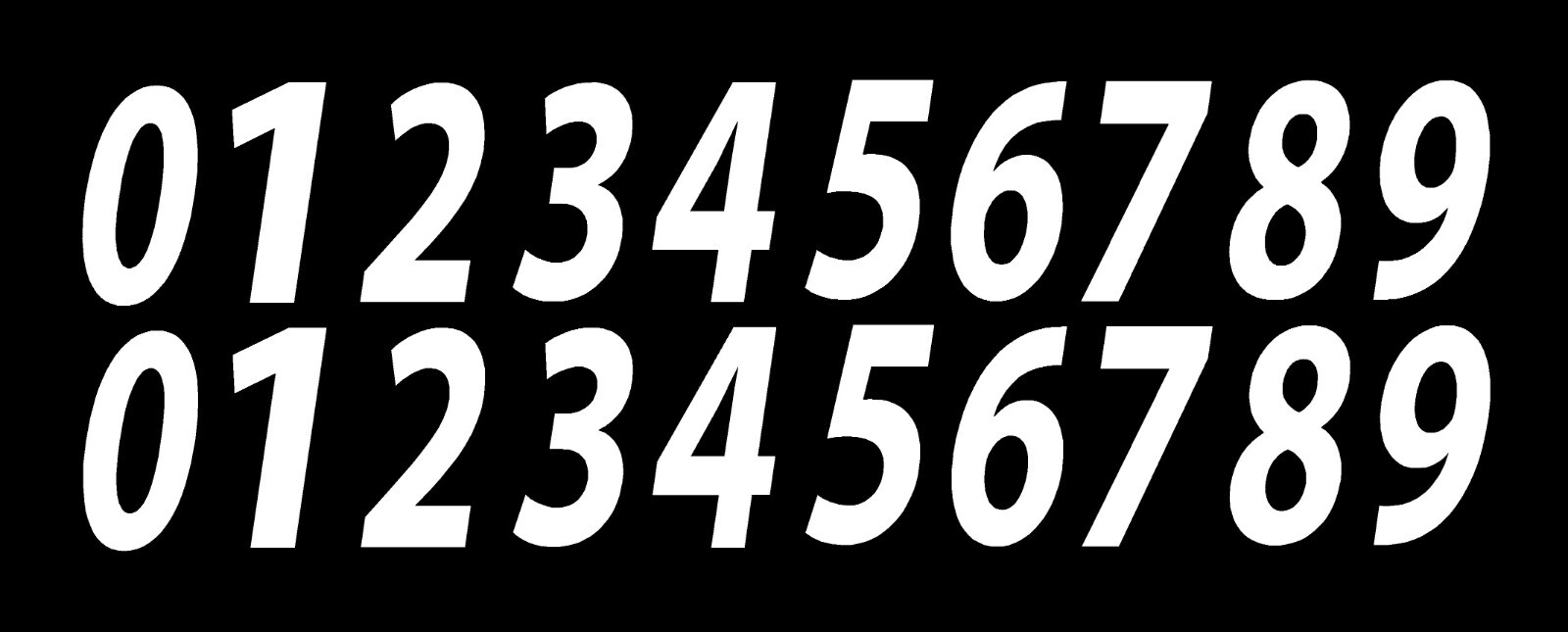 0-9 Reflective Numbers White Sticker Vinyl Decal pick 1"-12" Set Of 20 (RV1-2)