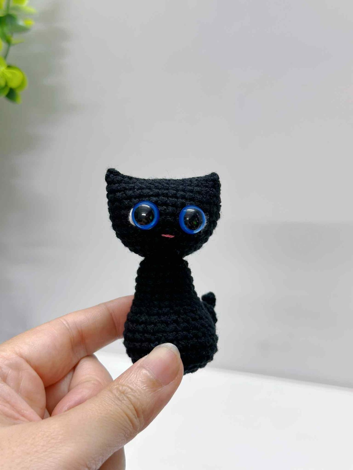 Halloween Crochet Doll with Black Cat Handmade Amigurumi Plush Gift