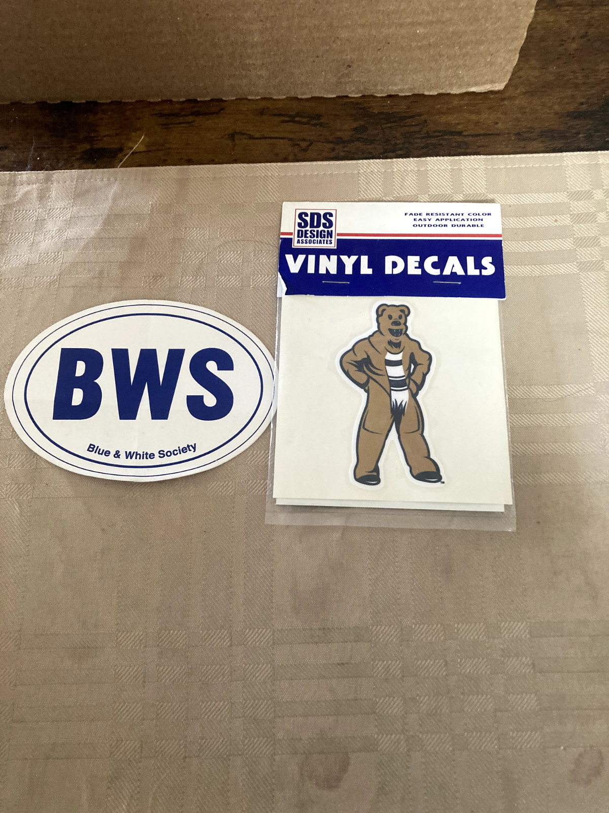 new in package SDS vinyl decal with blue and white society sticker