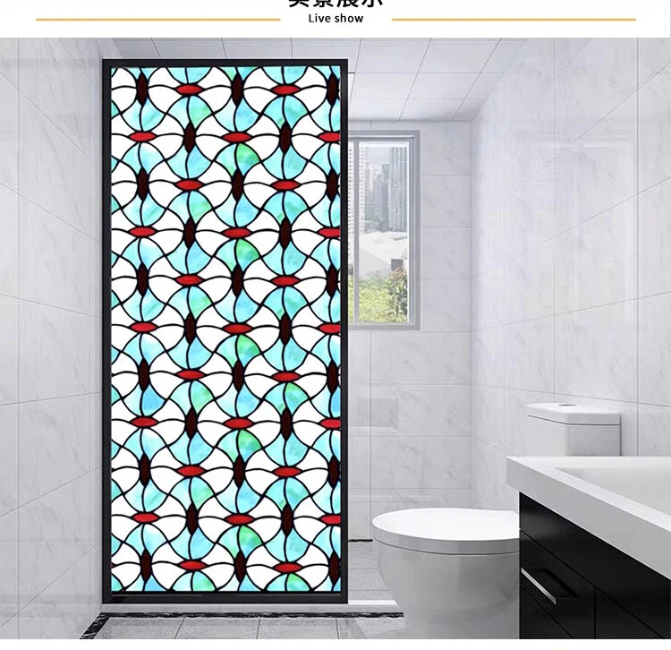 Retro Static Cling Privacy Window Sticker Frosted Stained Church Glass Sticker