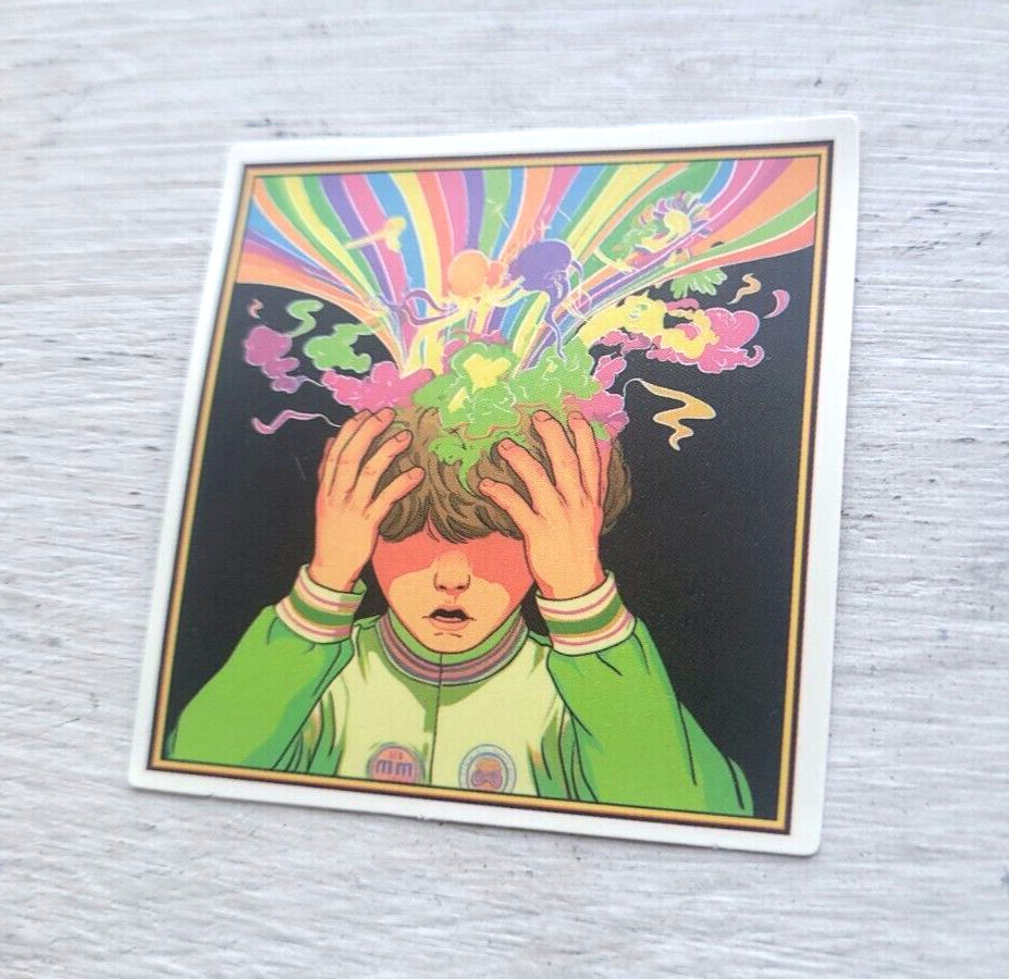 Haunted Active Spirit Creepy Crazy Boy Going Mad Mind Rainbow Sticker 1 Pc