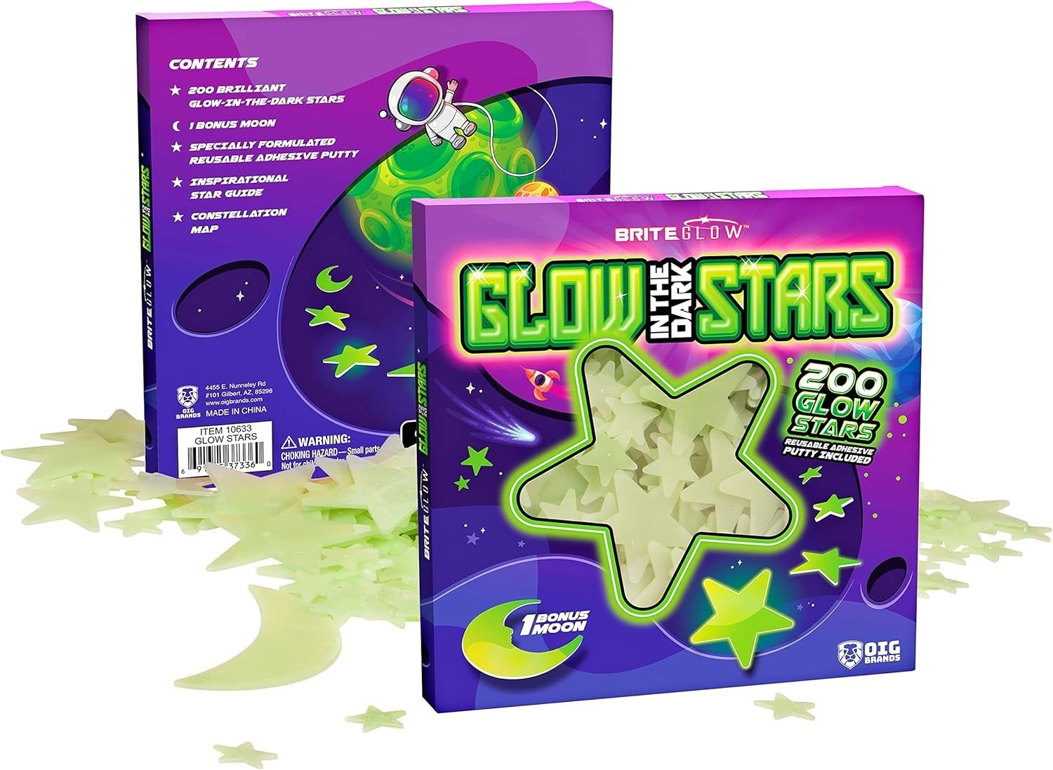 Ultra Bright 200 Pcs Glow in the Dark Star Stickers with Moon – Kids Night Decor