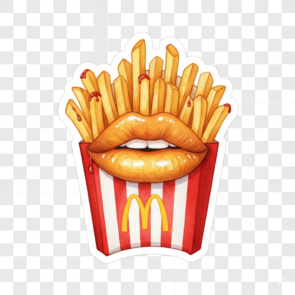Mcdonalds French Fries Lips Decal Sticker Phone Laptop