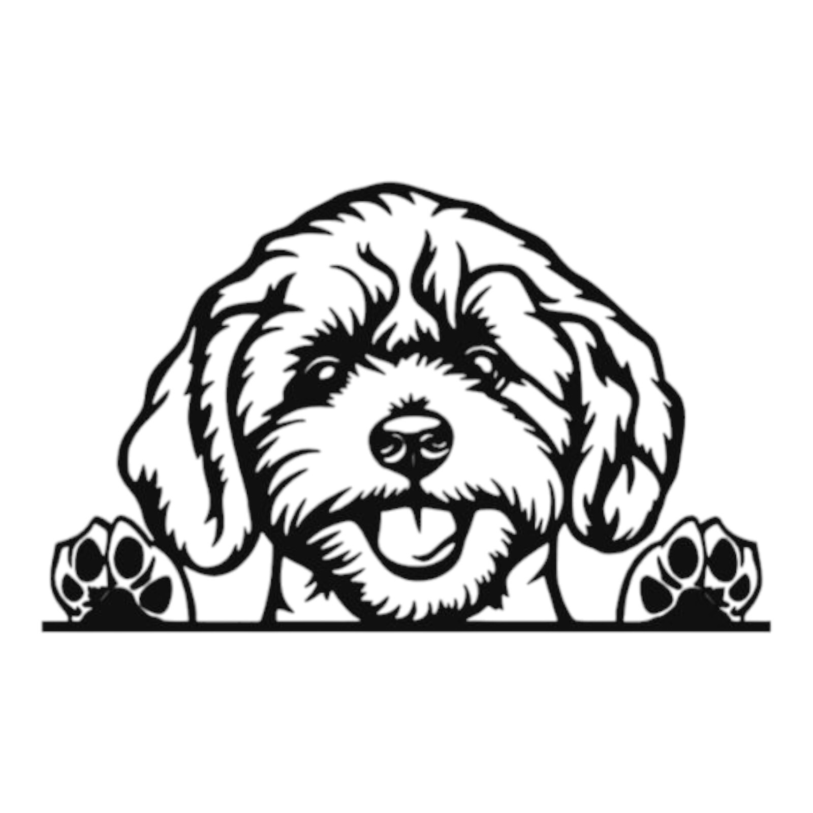 Peeking Dog Cavapoo Vinyl Decal Sticker -Multiple Colors & Sizes- FREE SHIPPING